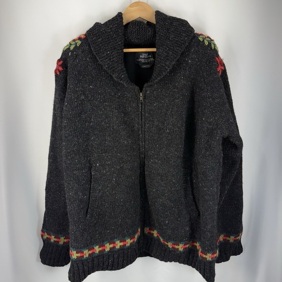 Lost Horizons Handcrafted Wool Jacket XXL Fleece Lined Nepal Deer Floral - Picture 2 of 11